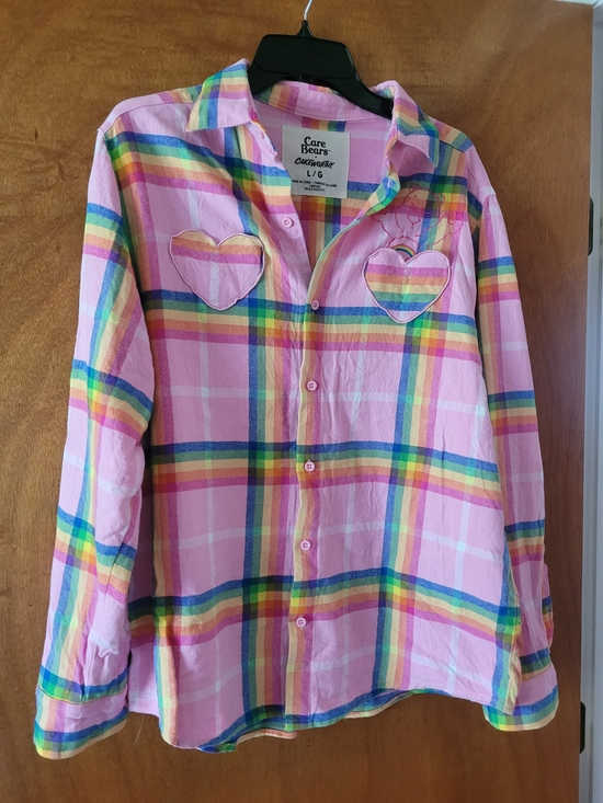 Care Bears Tops - Care Bears x cakeworthy Pink Rainbow Plaid Button-Up Shirt